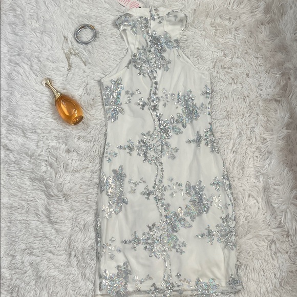 Elegant Silver Sequin Mini Dress - Picture 6 of 7